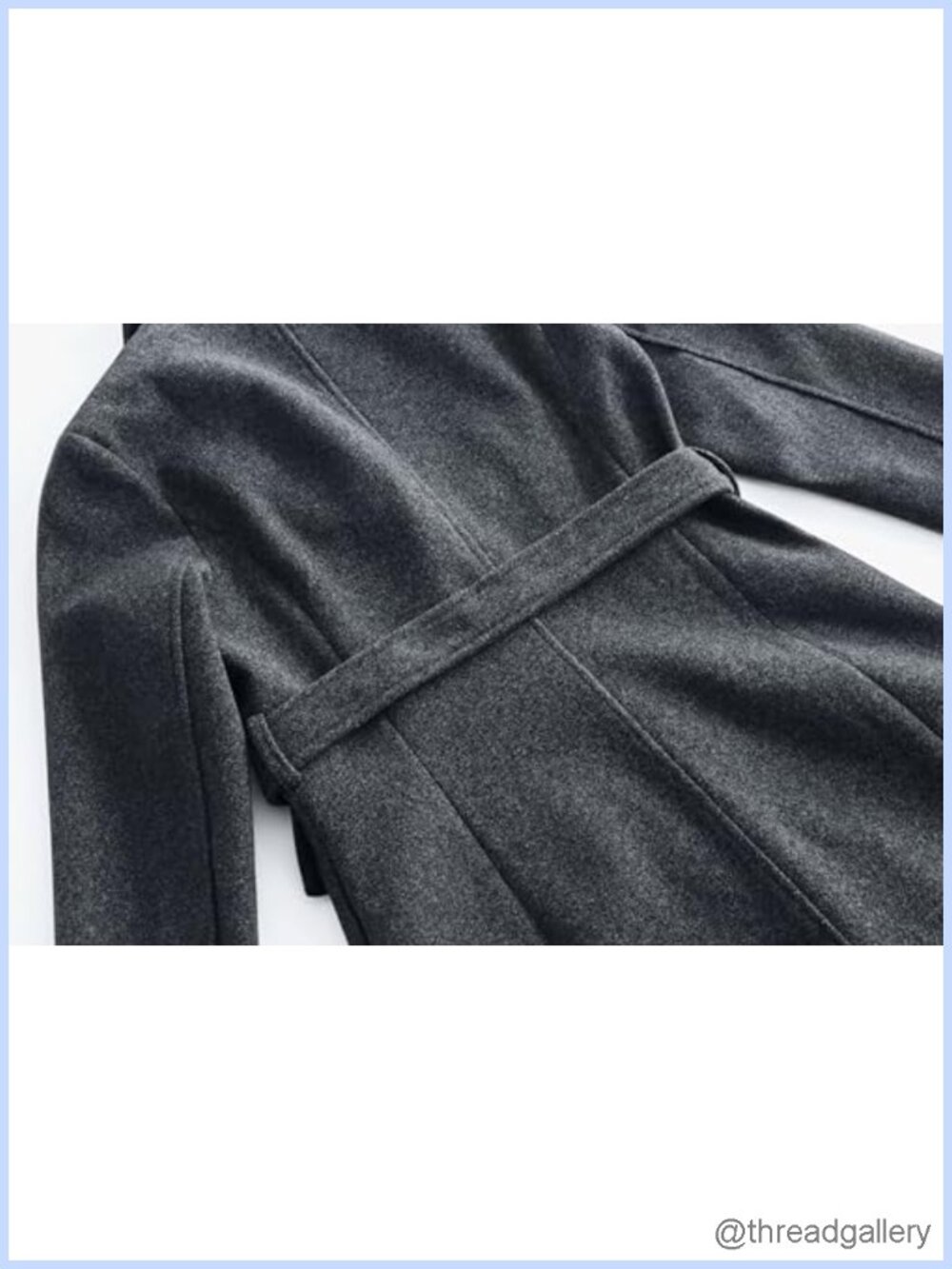 Wool Blend Long Pea Coat Double Breasted Belted Trench Overcoat - Picture 6 of 6